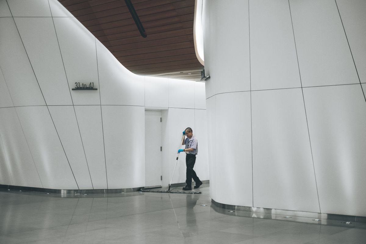 a cleaner is providing industrial cleaning