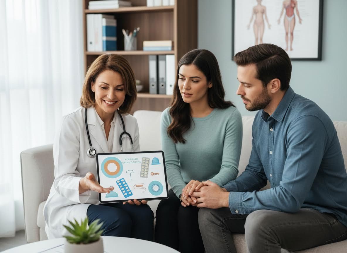 Doctor discussing family planning with a couple