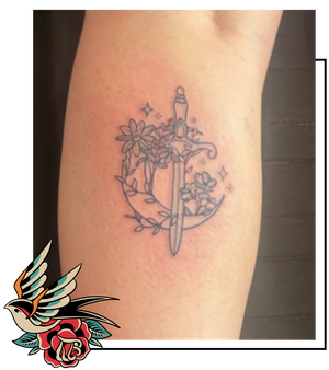 image of a moon and sword tattoo