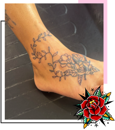 image of a flower on a foot tattoo
