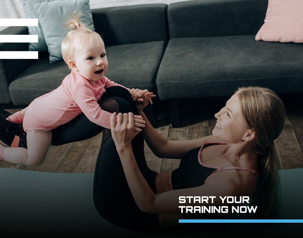 mother and daughter working out at home