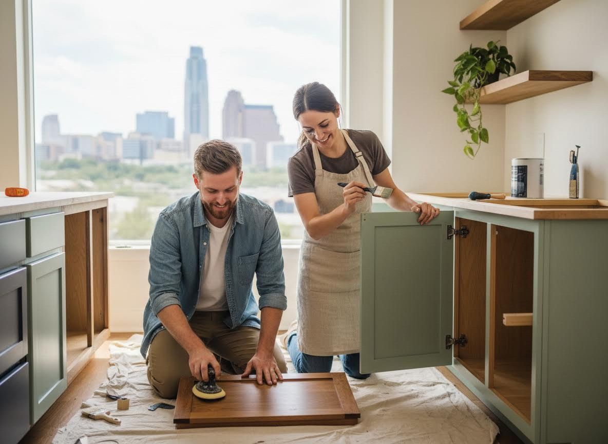 Couple Renovating Kitchen Cabinets