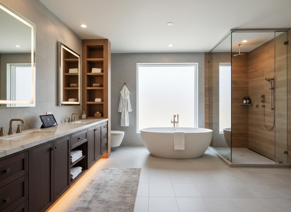 Modern Luxurious Bathroom with Smart Home Features
