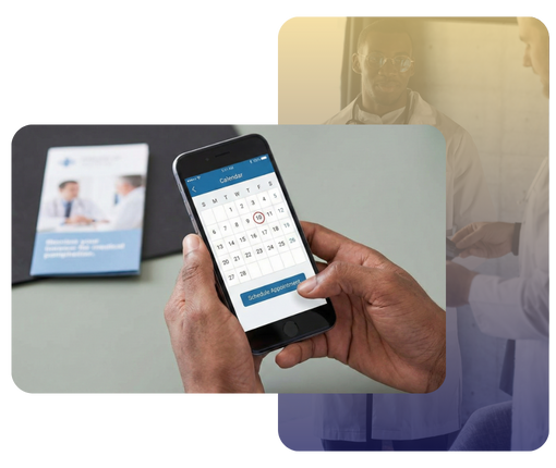 A person's hands using a smartphone app to schedule a medical appointment, highlighting convenience.