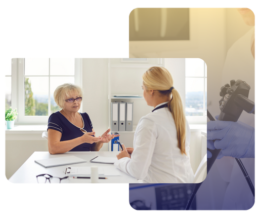 image collage of patient meeting with doctor