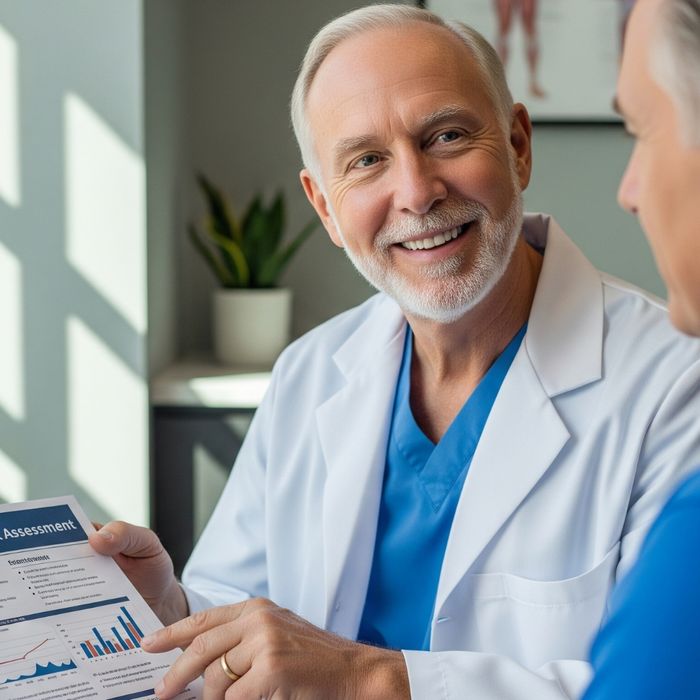 Doctor presenting a risk assessment to a patient