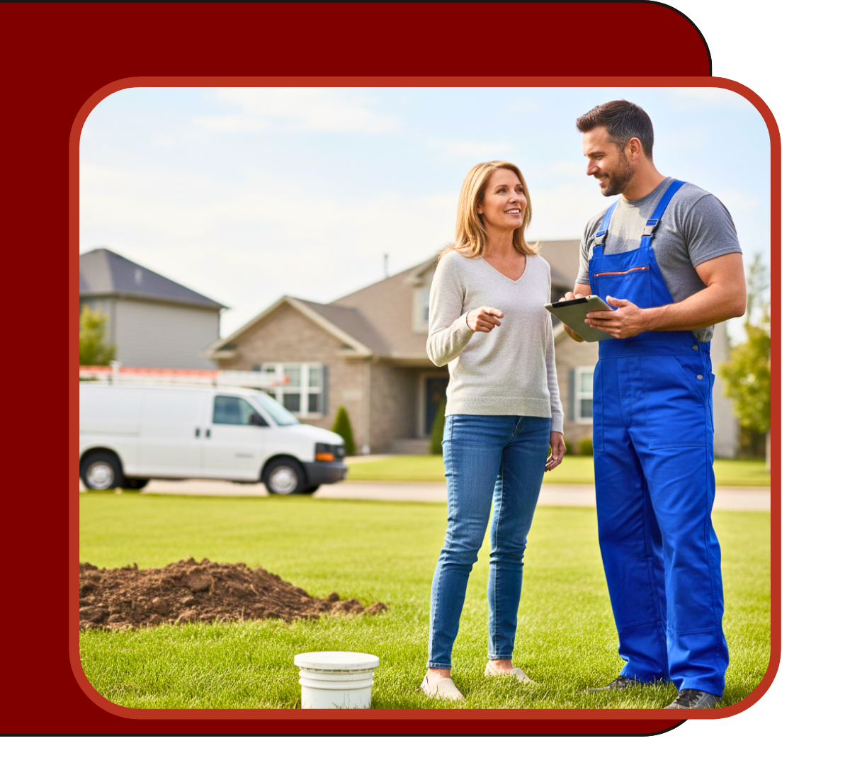 A homeowner and plumber talking