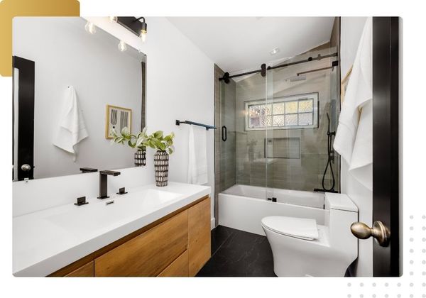 modern bathroom with tub/shower conversion