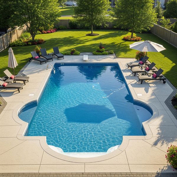 Backyard roman-end in-ground pool