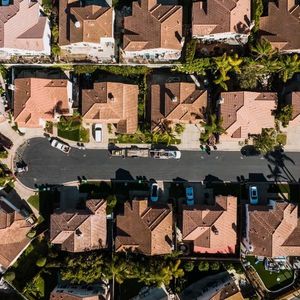 Arial shot of suburban California neighborhood