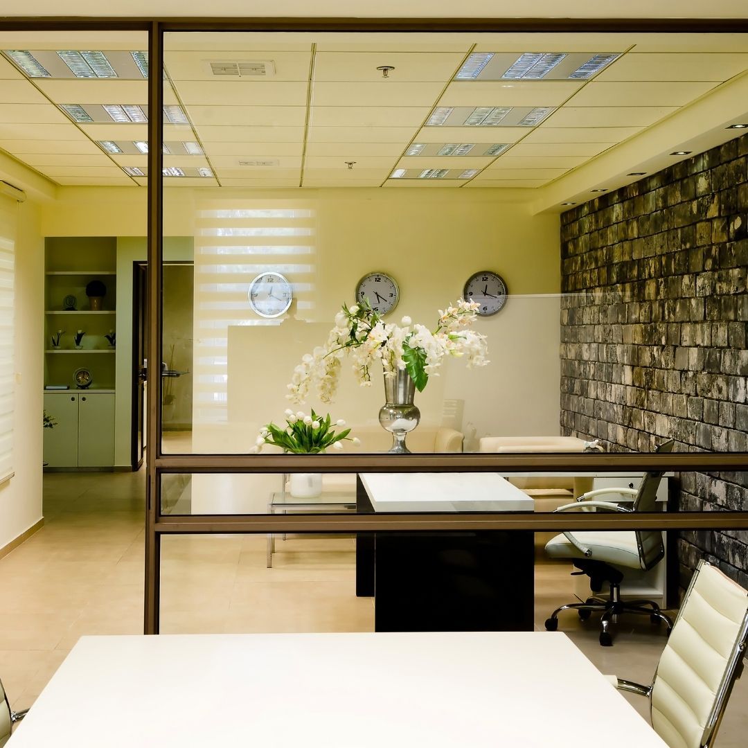 Front desk area of a commercial office space