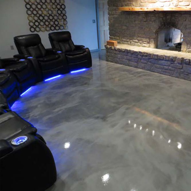 Metallic Marble home theater floor