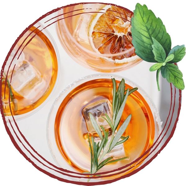 cocktails in glasses 