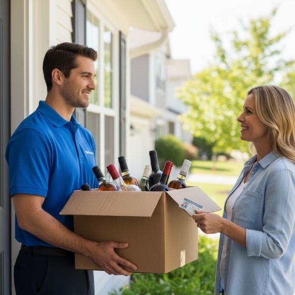 Someone delivering alcohol to a home