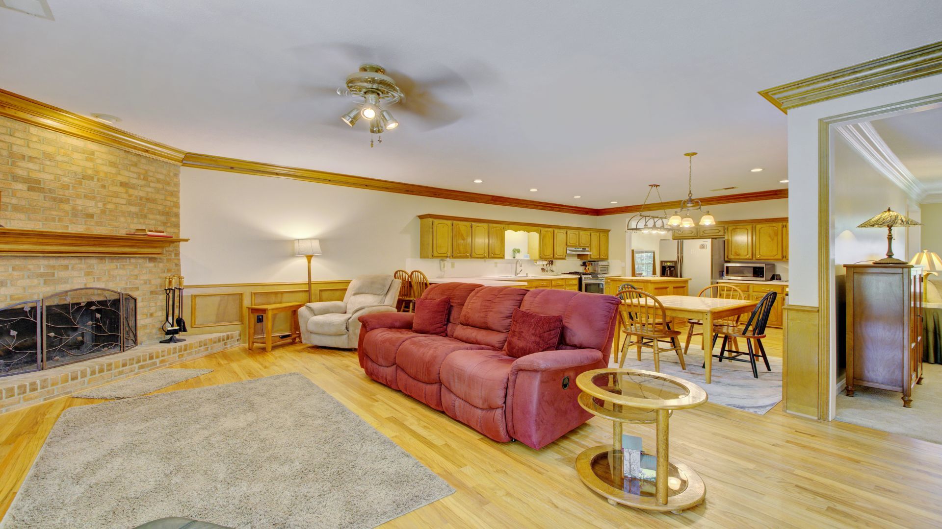 Family room & open concept kitchen