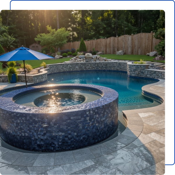 custom poolscape and hotub