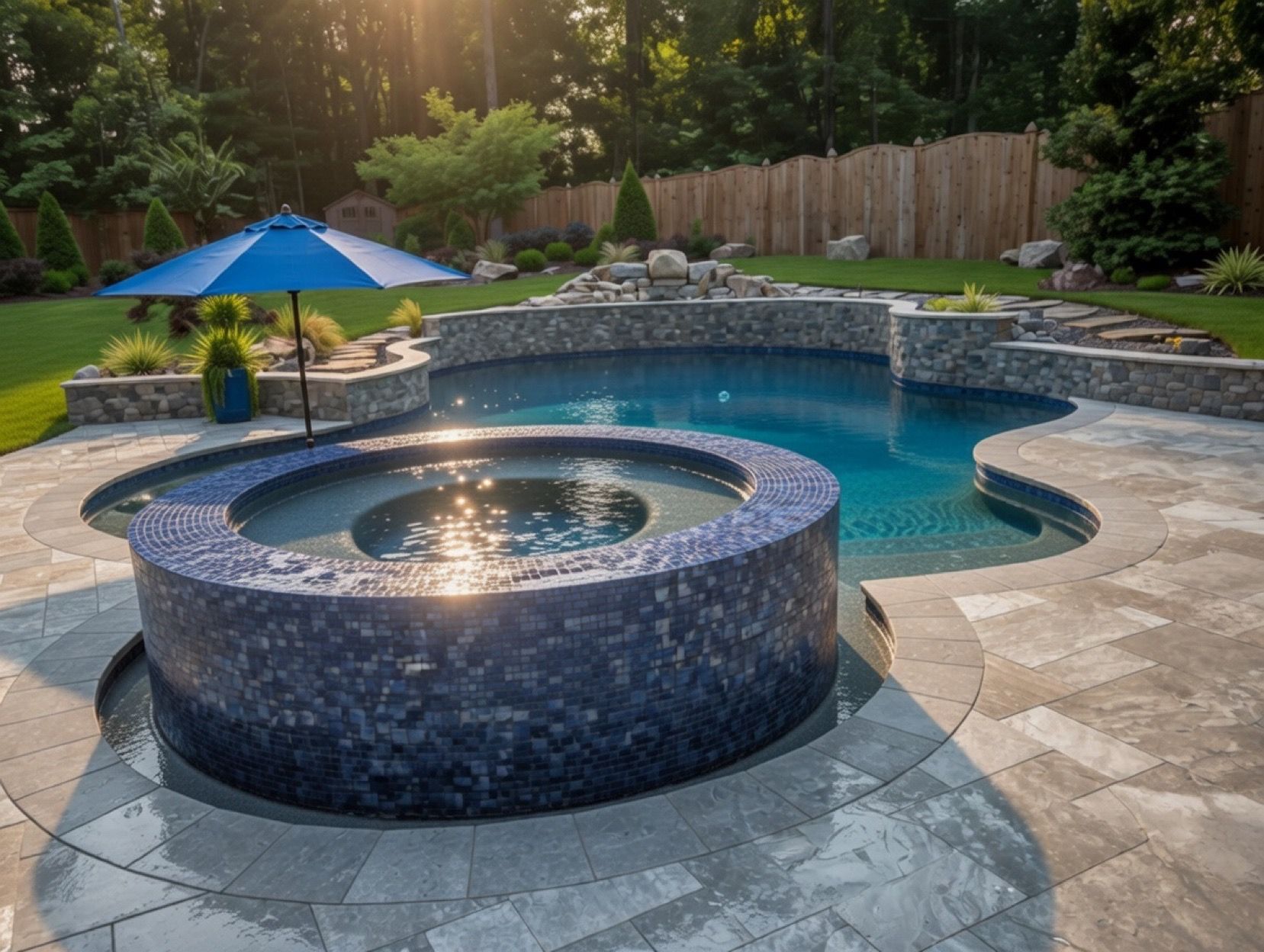 custom poolscape and hottub