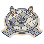 icon of round paver patio with chairs and firepit