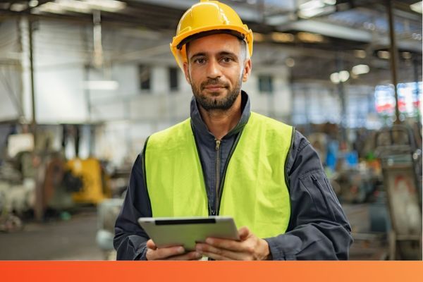 Warehouse staff with tablet