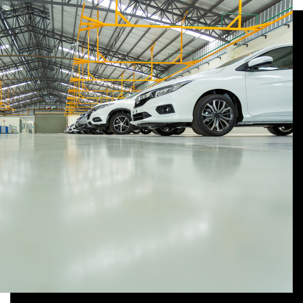 commercial garage with epoxy floors