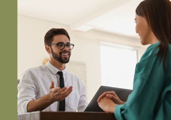 lawyer consulting with woman