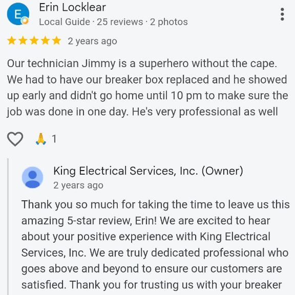 Electrical Panel Replacement Service Customer Review