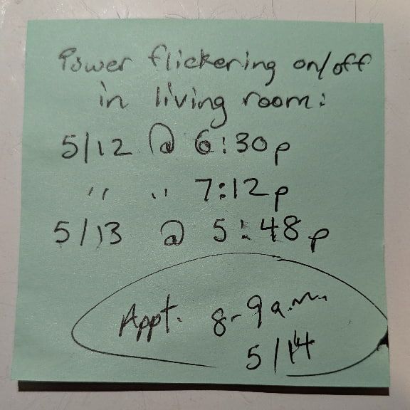 Home Electrical Problem Documentation Notes