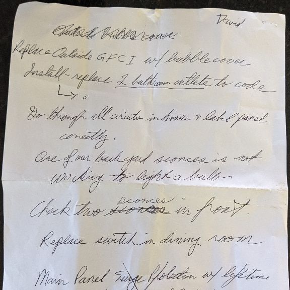 Home Electrical Problem Documentation Notes