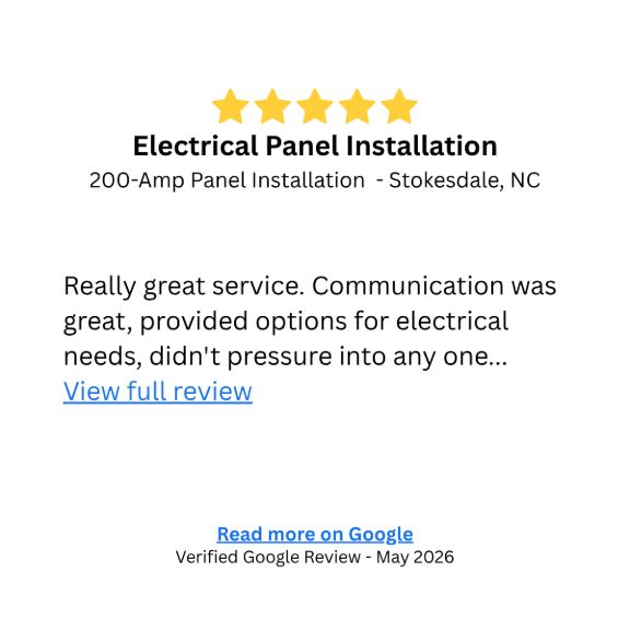 200 Amp Panel Installation By Licensed Electrician In Stokesdale NC
