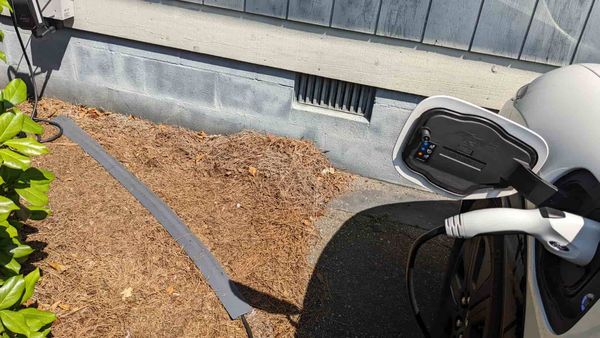 Outdoor Level 2 EV charger charging Mustang Greensboro