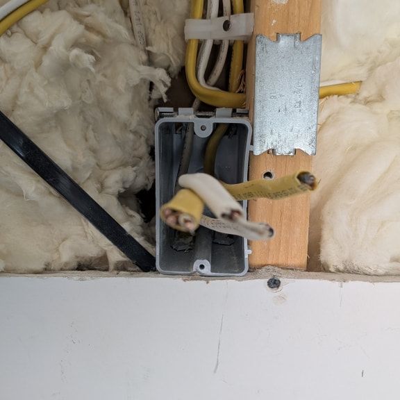 electrical repair junction box nm cable nail plate