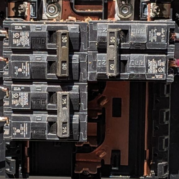 Copper Bus Bar Electrical Panel Close-Up