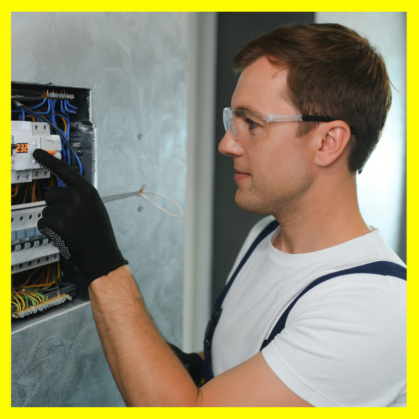 electrician working on a panel