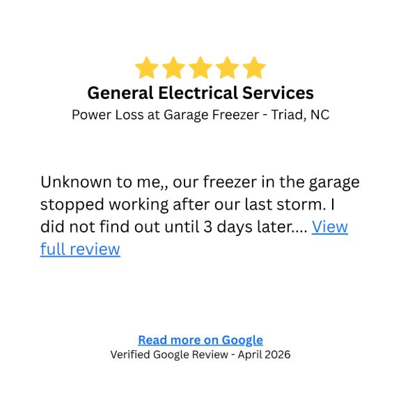 power loss at garage freezer - triad nc