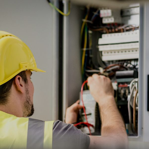 Electrician gauging an electrical panel