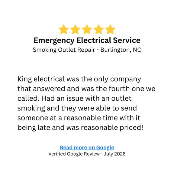 Burlington customer review for emergency electrician service