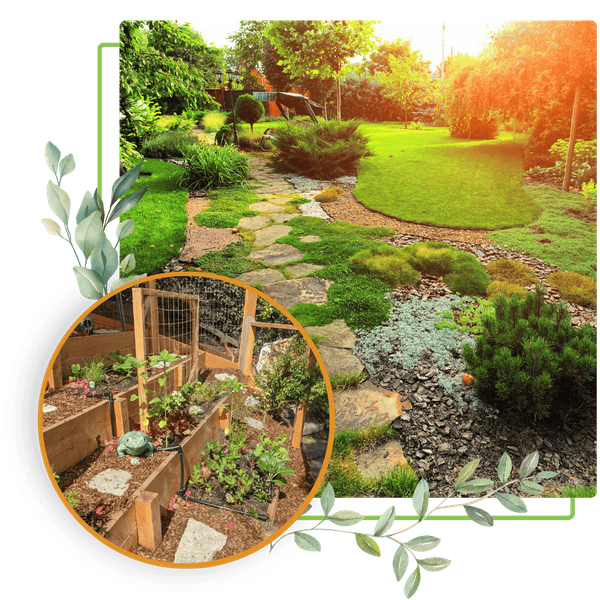 Image of a garden in front of a landscape design