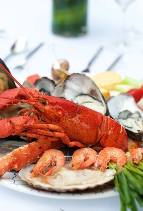 Fresh seafood on a plate.