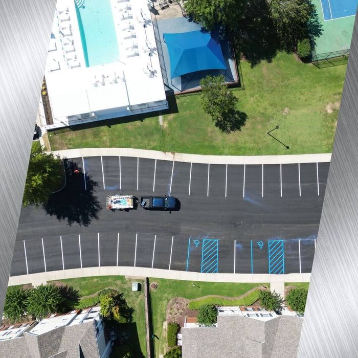 aerial view of a parking lot