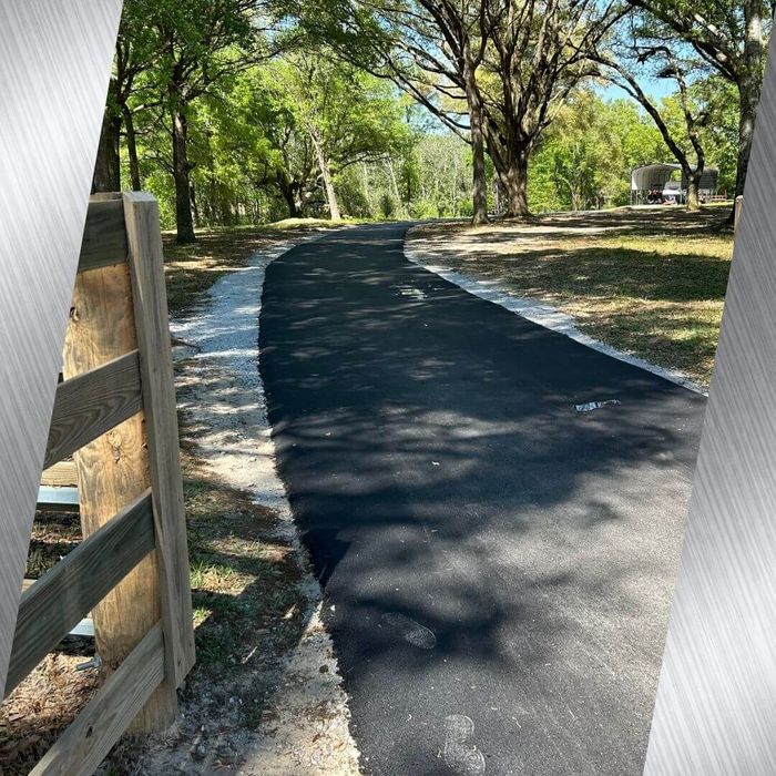 long paved driveway