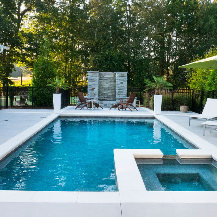Concrete frame around a pool
