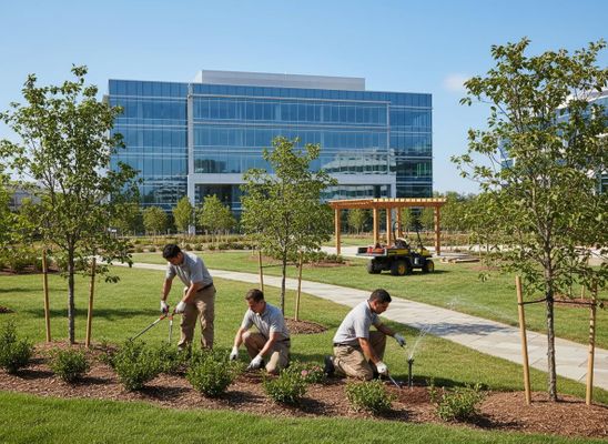 Landscapers at Commercial Property