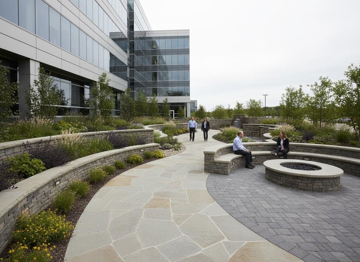 Modern Office Building with Landscaped Courtyard