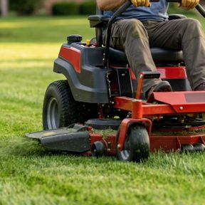 mowing the lawn