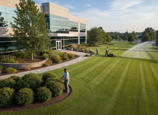 Professional Landscape Maintenance for a Commercial Building