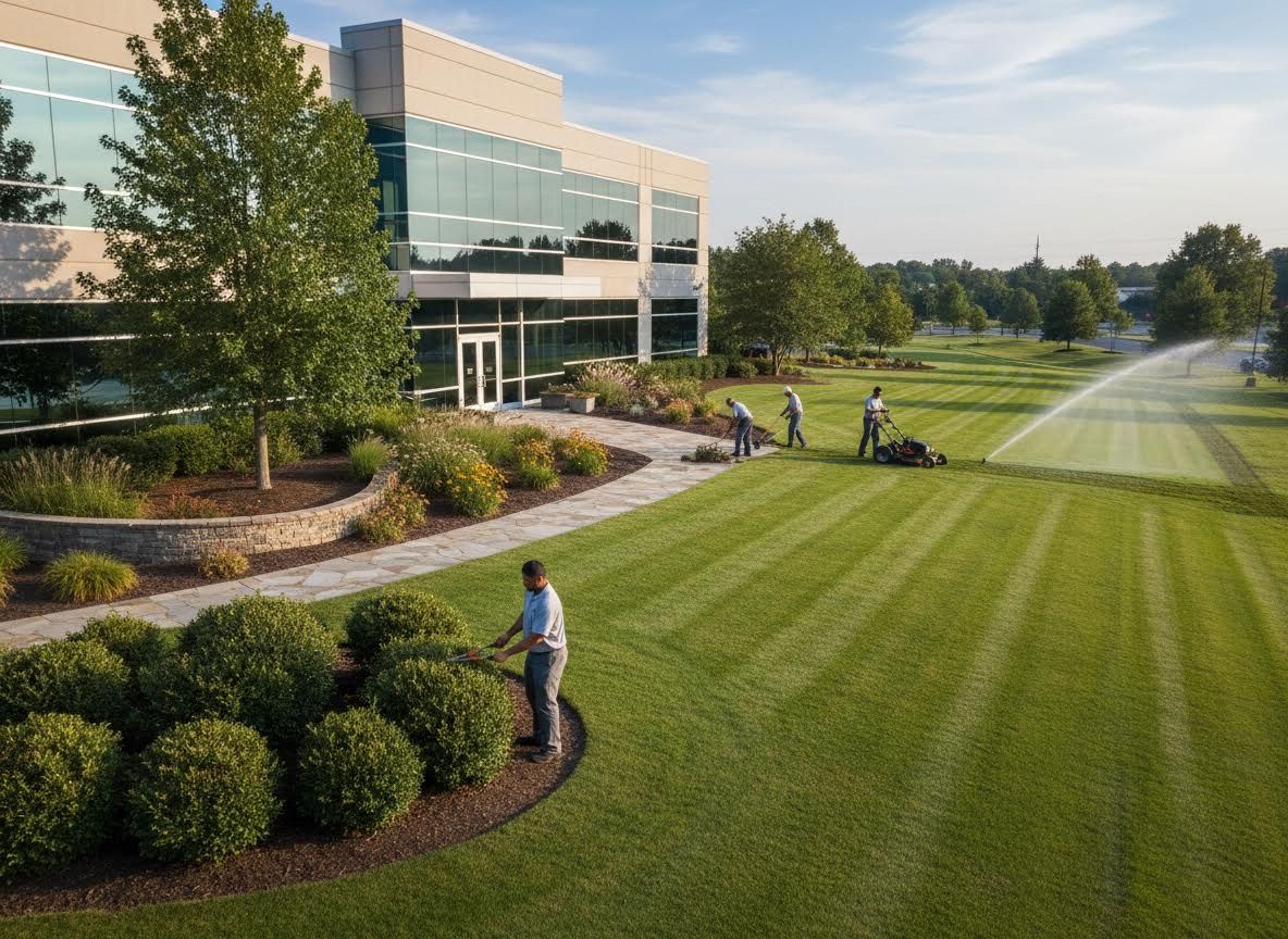 Professional Landscape Maintenance for a Commercial Building