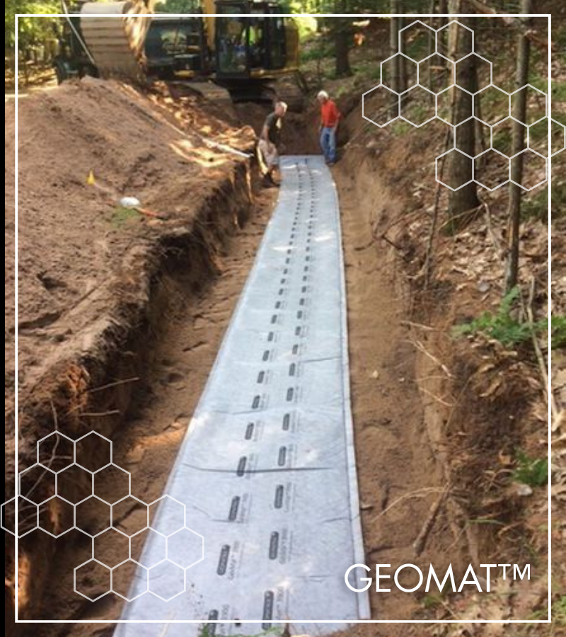 The GeoMat™ Leaching System is low profile and designed for maximum treatment and infiltration of wastewater into soil; in certain instances, it is used for subsurface irrigation and nutrient reuse. 