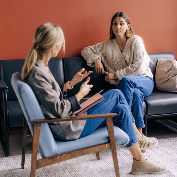 Therapist and patient talking in appointment