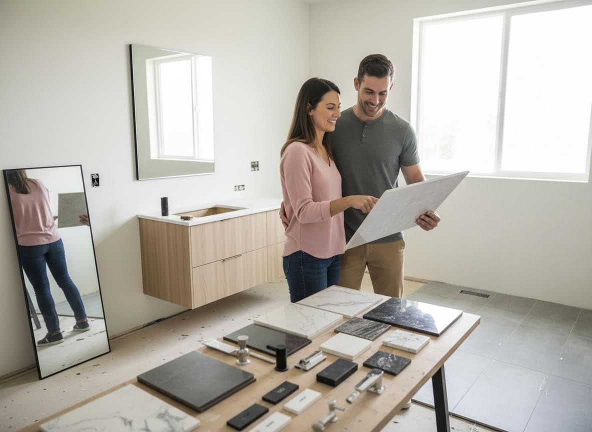 Couple Choosing Bathroom Renovation Materials