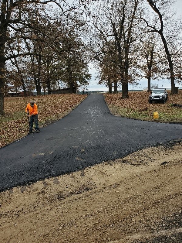 Making a road with asphalt